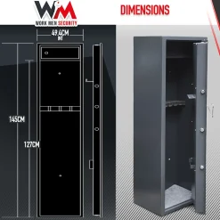 Work Men Armoire À Fusils-Armoire à fusils 500X340X1450mm avec coffre intérieur - 12 fusils - Workmen Security
