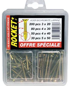 ROCKET Assortiment de 360 vis acier bichromaté lubrifié
