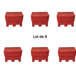 Plast'Up Rotomoulage Extincteur Et Couverture Anti-Feu|Détecteur De Fumée, Gaz Et Protection Incendie-Bac à sable incendie/ à sel de déneigement 300l- lot de 6
