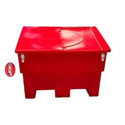 Plast'Up Rotomoulage Bac à sable incendie/ à sel de déneigement 300l+ grenouillères + cadenas-lot de 6