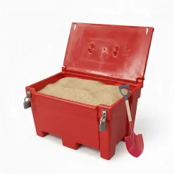 Plast'Up Rotomoulage Bac à sable incendie/ à sel de déneigement 200l +grenouillères + cadenas + pelle