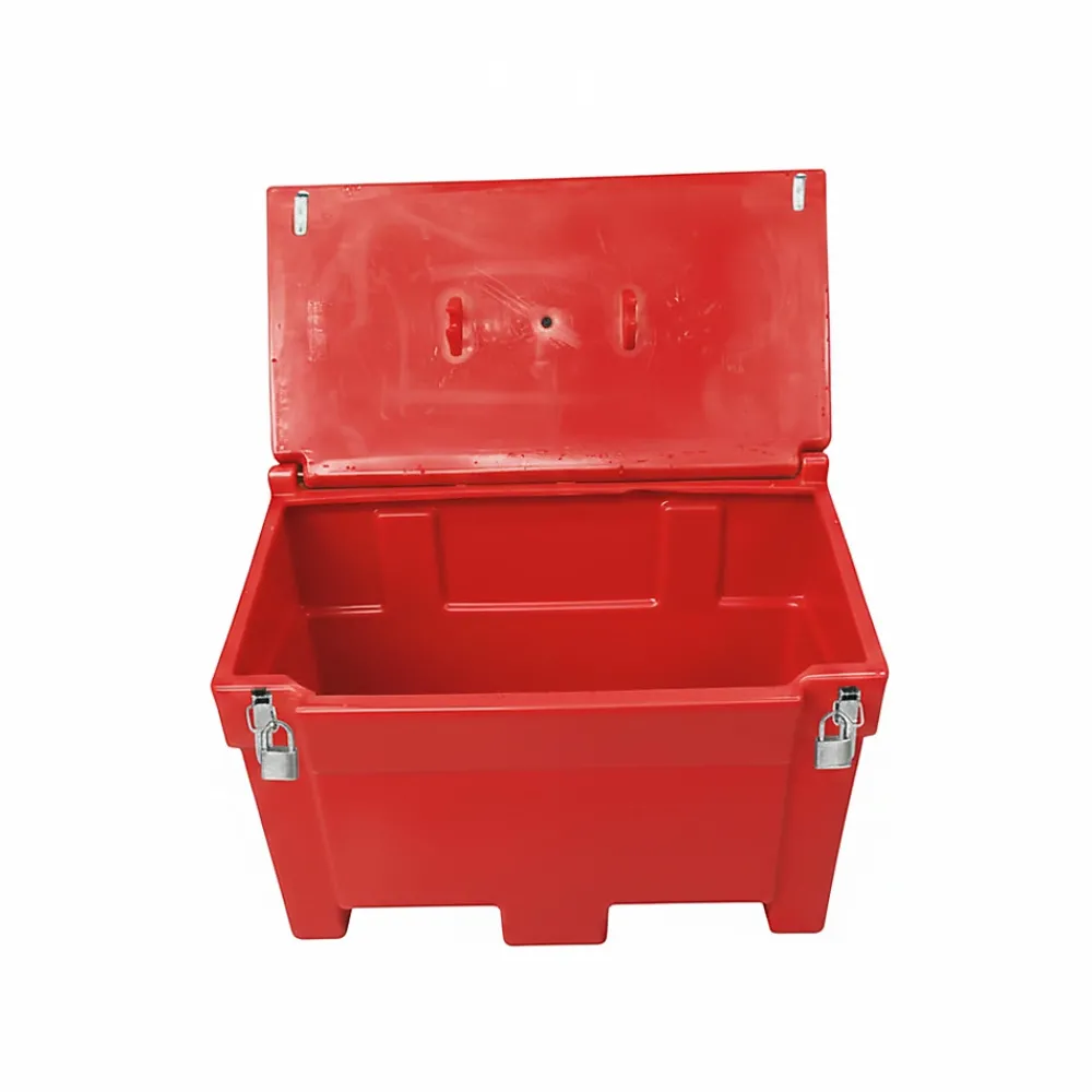 Plast'Up Rotomoulage Extincteur Et Couverture Anti-Feu-Bac à sable incendie/ à sel de déneigement 300l + grenouillères + cadenas