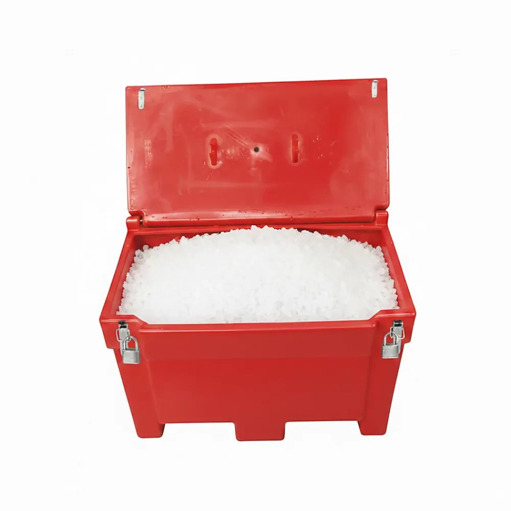 Plast'Up Rotomoulage Extincteur Et Couverture Anti-Feu-Bac à sable incendie/ à sel de déneigement 300l + grenouillères + cadenas