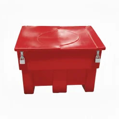Plast'Up Rotomoulage Bac à sable incendie/ à sel de déneigement 200l + grenouillères + cadenas