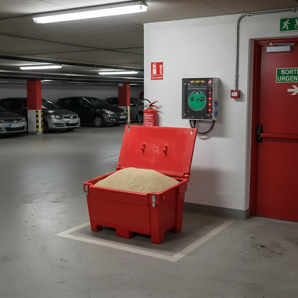 Plast'Up Rotomoulage Bac à sable incendie/ à sel de déneigement 200l + grenouillères