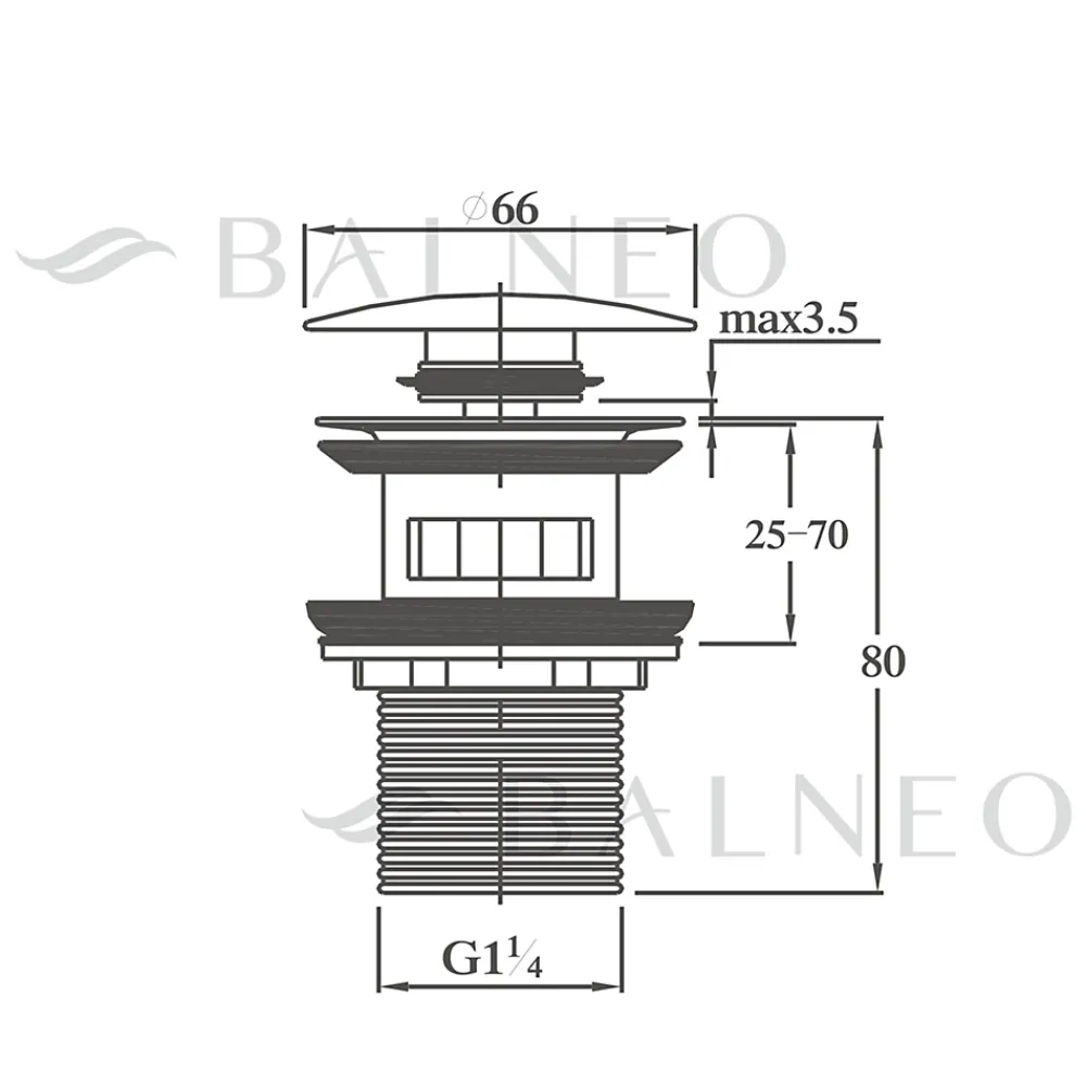 Balneo Evacuation De Lavabo-Vasque-Bonde clic-clac avec trop-plein, pour lavabo, finition chrome, laiton