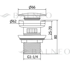 Balneo Bonde clic-clac avec trop-plein avec filtre à déchets, pour lavabo, finition chrome, laiton