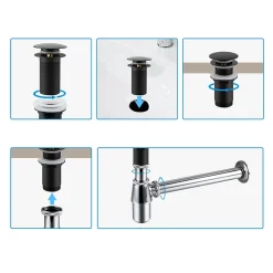 Balneo Bonde clic-clac sans trop-plein, pour lavabo, finition noir, laiton
