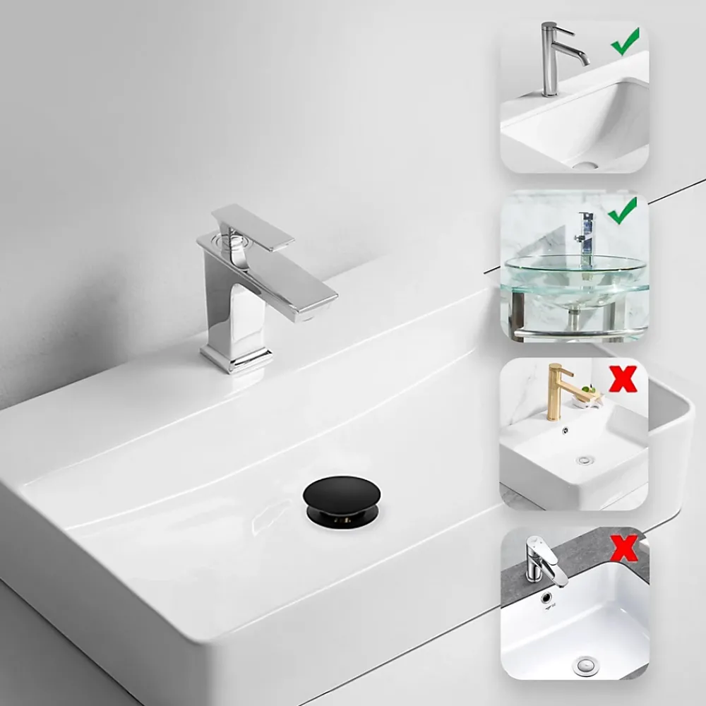 Balneo Bonde clic-clac sans trop-plein, pour lavabo, finition chrome, laiton