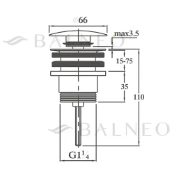 Balneo Evacuation De Lavabo-Vasque-Bonde clic-clac universelle, pour lavabo, finition gold, laiton