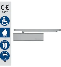 Autres Ferme-Porte-Bandeau Ferme portes à force réglable 1 à 3 poussant gauche gris Bricard Ensemble 2 Vantaux