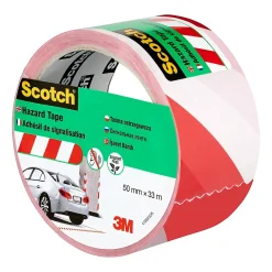 Scotch Panneau De Signalisation-Bande de marquage blanc et rouge, 50 mm x 33 m x 0,15 mm