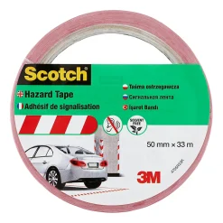 Scotch Panneau De Signalisation-Bande de marquage blanc et rouge, 50 mm x 33 m x 0,15 mm