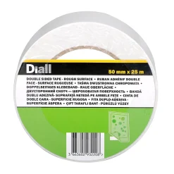 Diall Ruban Adhésif-Bande double face 50 mm x 25 m, surface rugueuse
