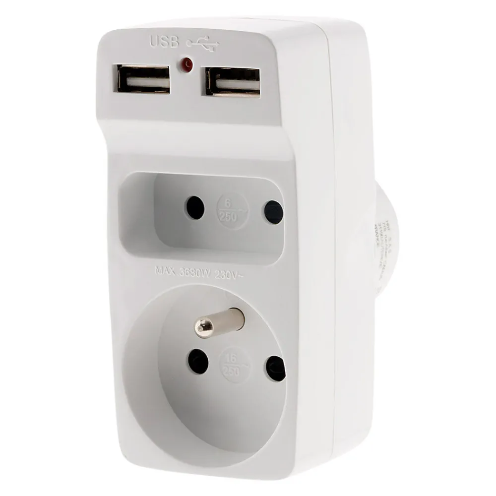 Zenitech Transformateur, Convertisseur Et Chargeur Usb-Biplite 2P 6A + 2P+T 16A + USB