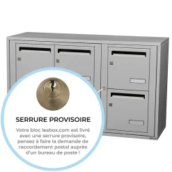 Leabox.com Boîte Aux Lettres 1 Porte-Bloc collectif , 3x2, grade 3, simple face, Intérieur, fixation murale, Gris clair RAL 7035 finition brillante