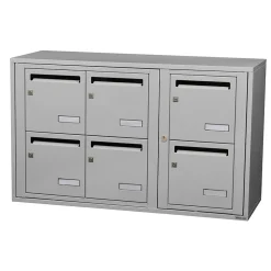 Leabox.com Boîte Aux Lettres 1 Porte-Bloc collectif , 3x2, grade 3, simple face, Intérieur, fixation murale, Gris clair RAL 7035 finition brillante