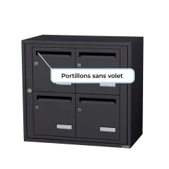 Leabox.com Bloc collectif , 2x2, grade 3, simple face, Intérieur, fixation murale, gris anthracite RAL 7016 finition brillante