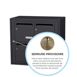 Leabox.com Bloc collectif , 2x2, grade 3, simple face, Intérieur, fixation murale, gris anthracite RAL 7016 finition brillante