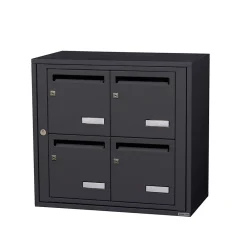Leabox.com Bloc collectif , 2x2, grade 3, simple face, Intérieur, fixation murale, gris anthracite RAL 7016 finition brillante