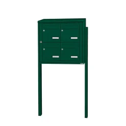 Leabox.com Bloc collectif , 2x2, grade 3, simple face, Extérieur, fixation sur pieds à sceller, Vert mousse RAL 6005 brillant