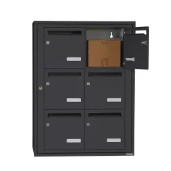 Leabox.com Bloc collectif , 2x3, grade 3, simple face, Intérieur, fixation murale, gris anthracite RAL 7016 finition brillante