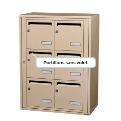 Leabox.com Boîte Aux Lettres 1 Porte-Bloc collectif , 2x3, grade 3, simple face, Intérieur, fixation murale, Ivoire RAL 1015 finition brillante
