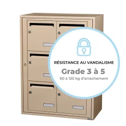 Leabox.com Boîte Aux Lettres 1 Porte-Bloc collectif , 2x3, grade 3, simple face, Intérieur, fixation murale, Ivoire RAL 1015 finition brillante