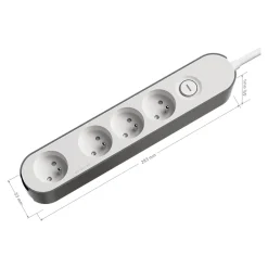 Jacobsen Bloc multiprise 4 ports blanc et gris