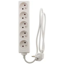 Zenitech Multiprise-Bloc multiprise 5 prises 2P+T 16A blanc -
