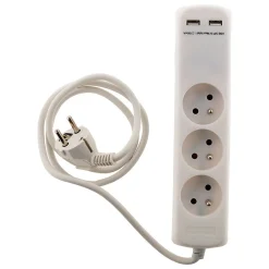 Zenitech Multiprise-Bloc 3 prises 16A 2P+T avec 2 USB -