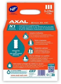 Axal Station De Filtration|Adoucisseur D'Eau-Blocs de sel pour adoucisseur d'eau, lot de 3 x 2.5 kg