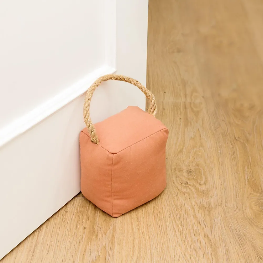 Arrêt De Porte-Bloque-porte Rei tissu terracota ⌀11x H.28 cm