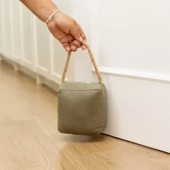 Arrêt De Porte-Bloque-porte Rei tissu vert kaki ⌀11x H. 28 cm
