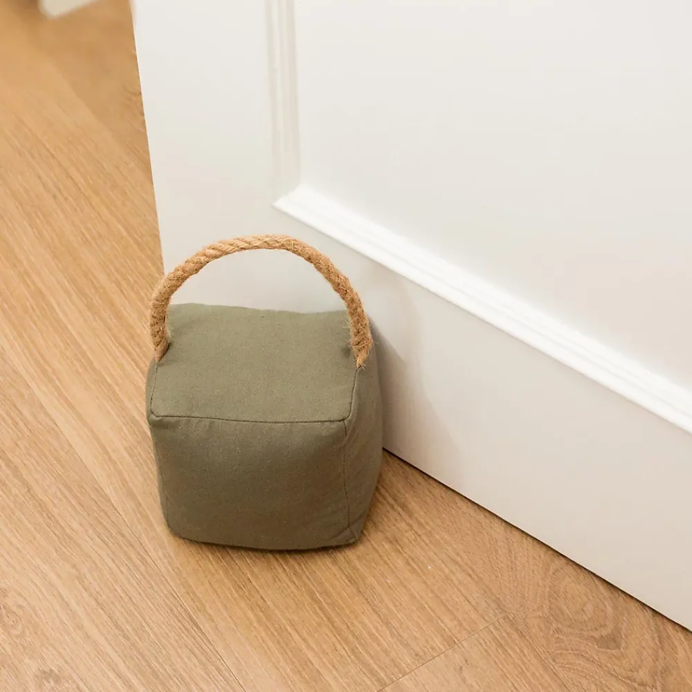 Arrêt De Porte-Bloque-porte Rei tissu vert kaki ⌀11x H. 28 cm