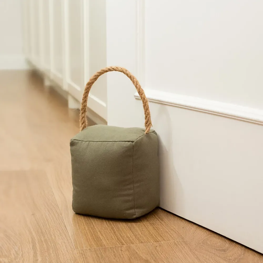 Arrêt De Porte-Bloque-porte Rei tissu vert kaki ⌀11x H. 28 cm