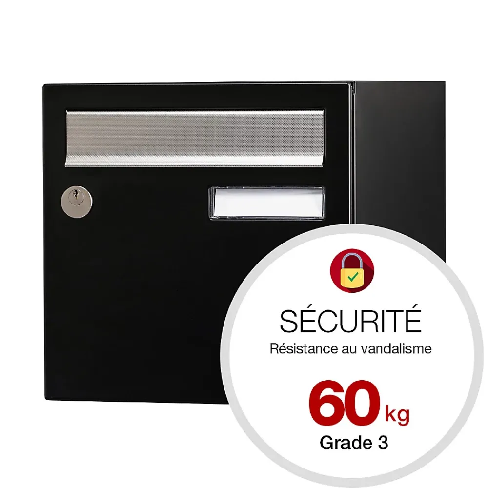 Renz Boîte Aux Lettres 1 Porte-Boite aux lettres Allure 1 porte noir 9005M