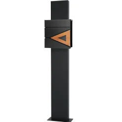 Ml-Design Boîte Aux Lettres 1 Porte-Boite aux lettres anthracite, aspect bois avec rouleau a journaux et pied support