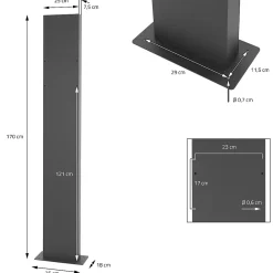 Ml-Design Boîte Aux Lettres 1 Porte-Boite aux lettres anthracite, aspect bois avec rouleau a journaux et pied support