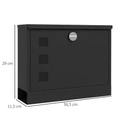 Homcom Boîte Aux Lettres 1 Porte-Boite aux lettres murale verrouillable 2 clés matériel de montage inclus dim. 36,5 x 11,5 x 29 cm métal anthracite