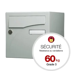 Renz Boîte Aux Lettres 1 Porte-Boite aux lettres Préface 2 portes Gris polaire mat RAL 9006 M