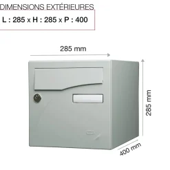 Renz Boîte Aux Lettres 1 Porte-Boite aux lettres Préface 2 portes Gris polaire mat RAL 9006 M