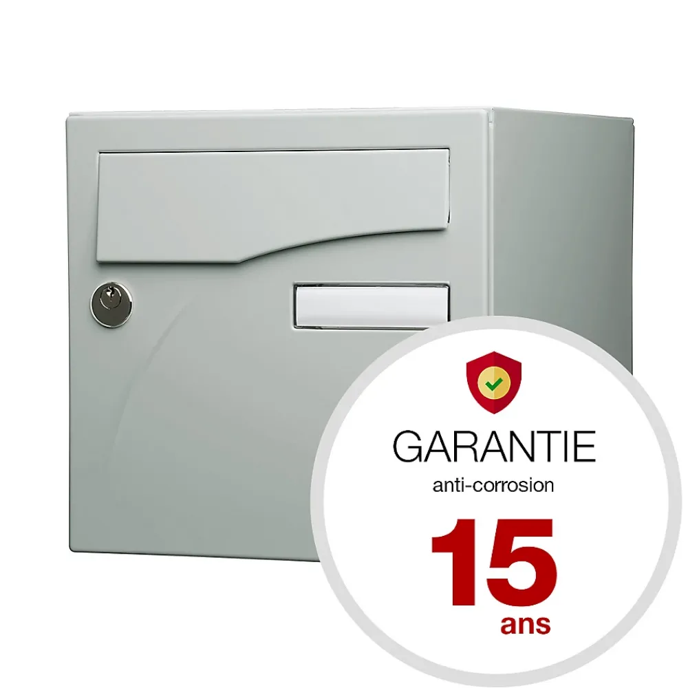 Renz Boîte Aux Lettres 1 Porte-Boite aux lettres Préface 2 portes Gris polaire mat RAL 9006 M