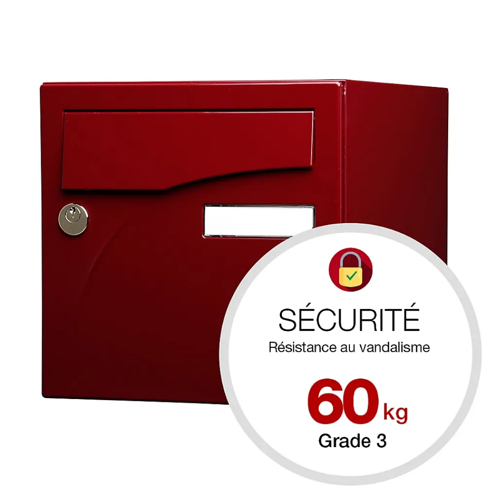 Renz Boîte Aux Lettres 1 Porte-Boite aux lettres Préface 1 porte Rouge pourpre brillant RAL 3004B