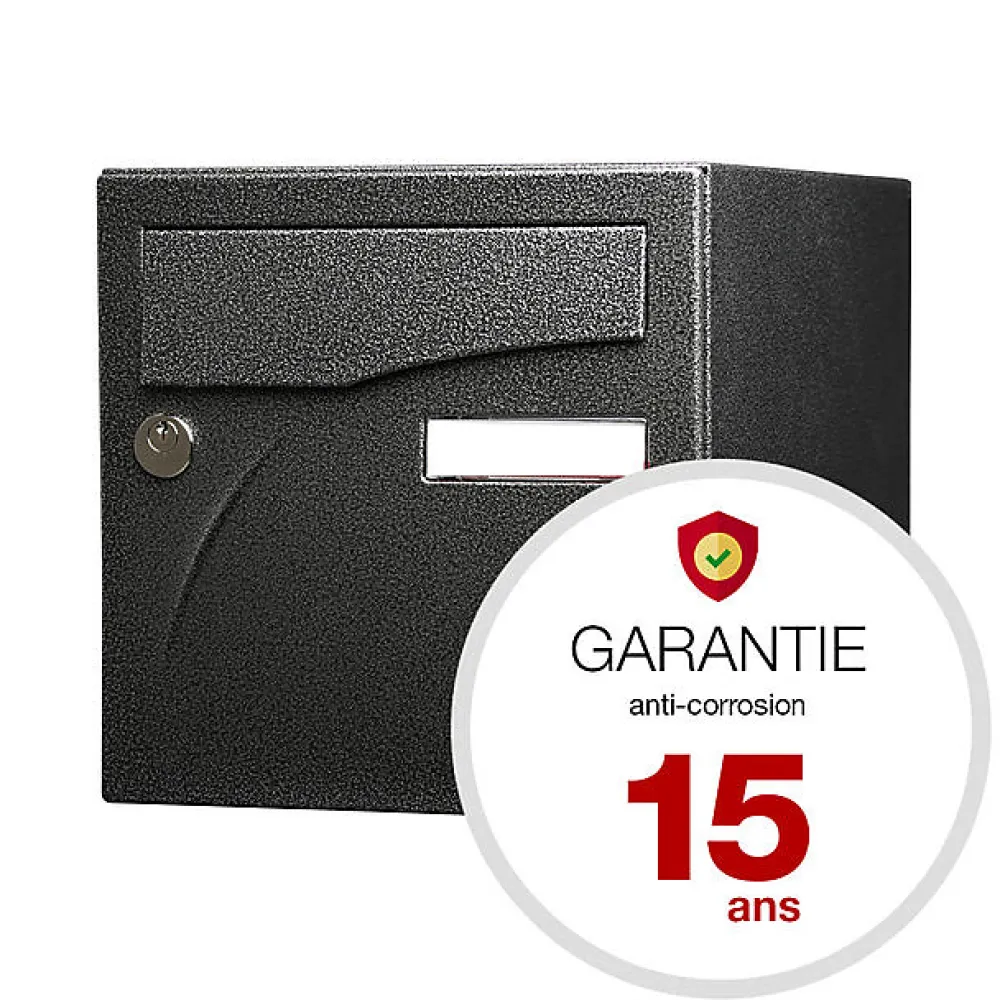 Renz Boite aux lettres Préface 1 porte Noir décor RAL 9005D