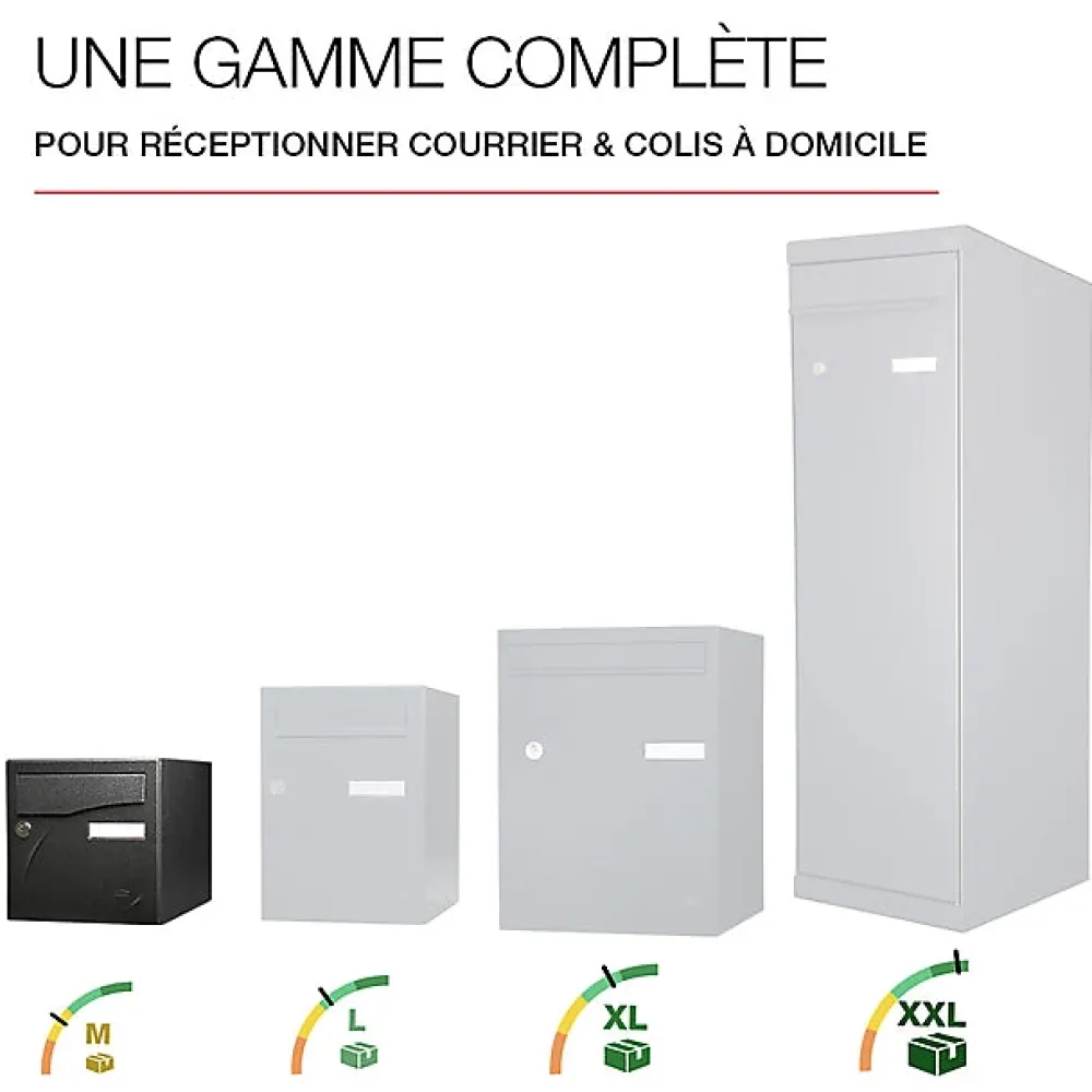 Renz Boite aux lettres Préface 1 porte Noir décor RAL 9005D