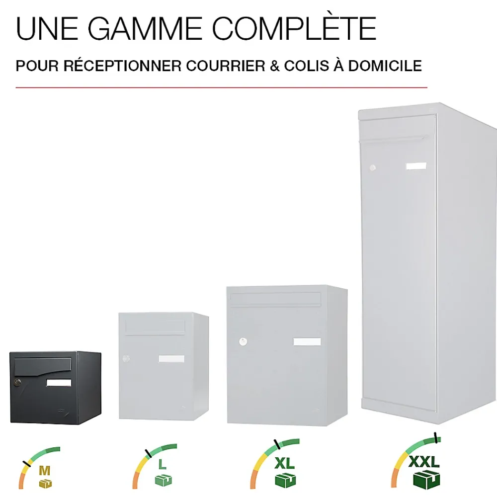 Renz Boîte Aux Lettres 1 Porte-Boite aux lettres Préface 1 porte Noir Sablé RAL 2100 MS
