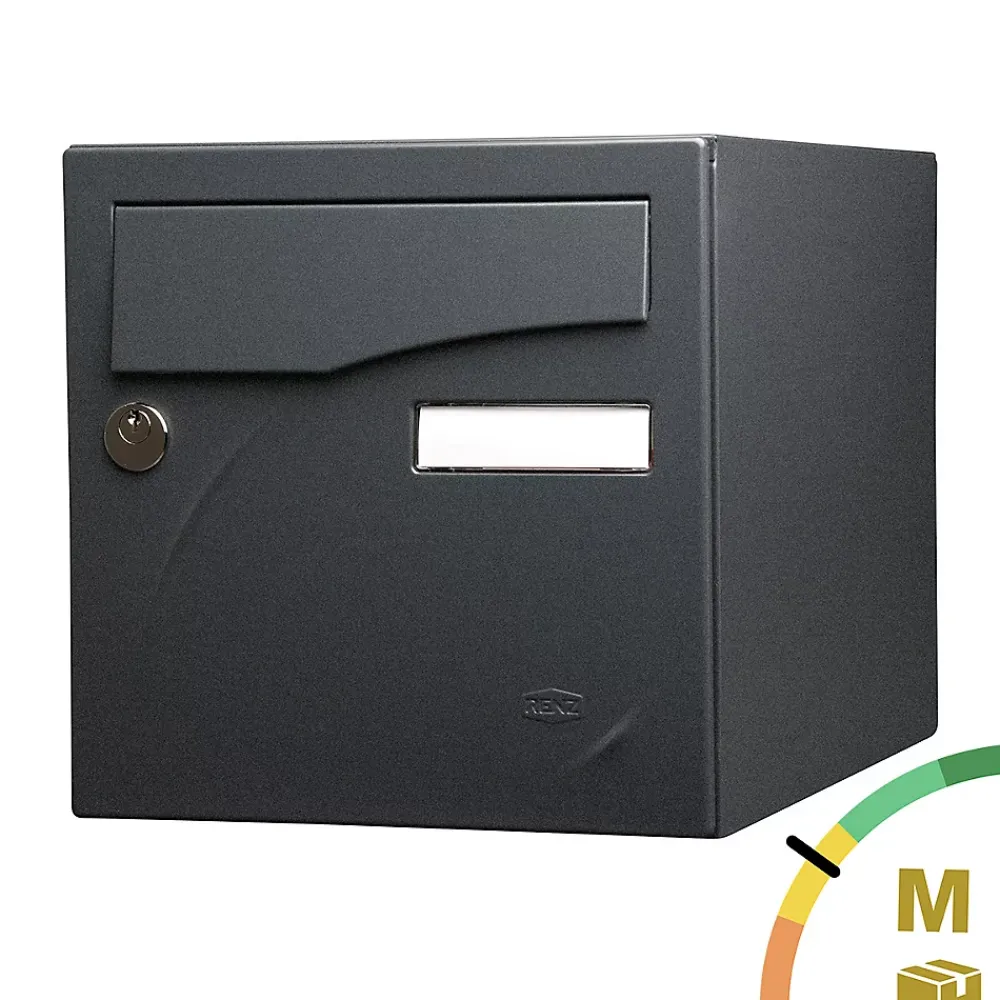 Renz Boîte Aux Lettres 1 Porte-Boite aux lettres Préface 1 porte Noir Sablé RAL 2100 MS