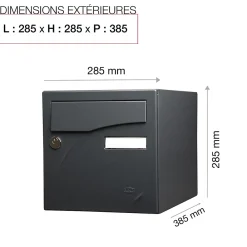 Renz Boîte Aux Lettres 1 Porte-Boite aux lettres Préface 1 porte Noir Sablé RAL 2100 MS