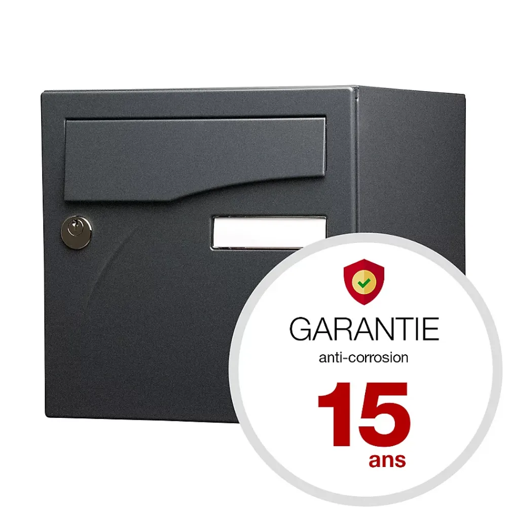 Renz Boîte Aux Lettres 2 Portes-Boite aux lettres Préface 2 portes Noir Sablé RAL 2100 MS